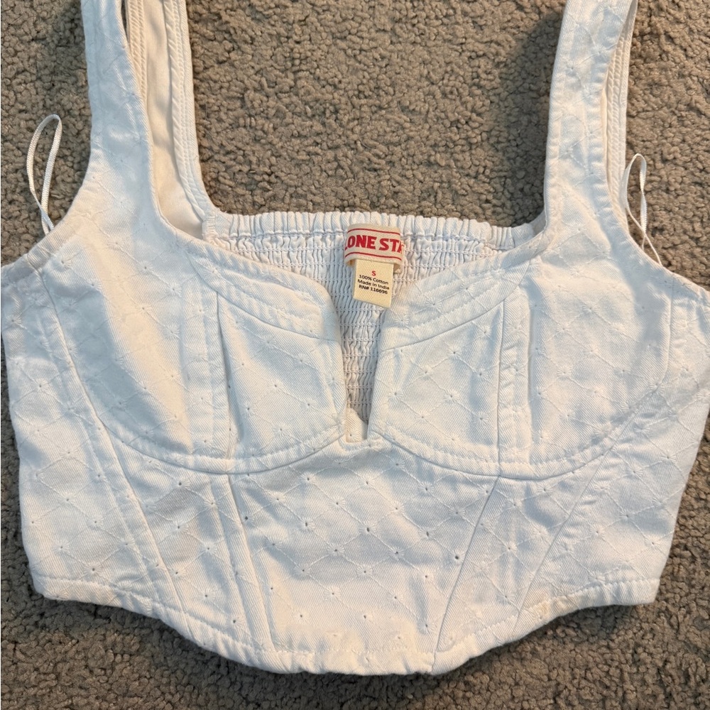 White Eyelet Crop Top, underwire